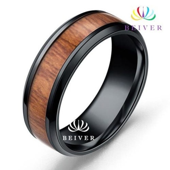 New Fashion Titanium Steel Teak Setting Ring sz 13 - Picture 2 of 3